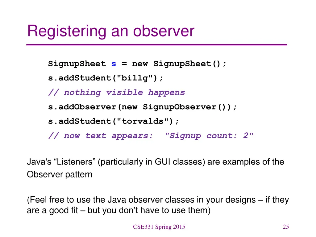 registering an observer