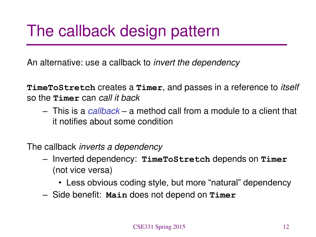 the callback design pattern