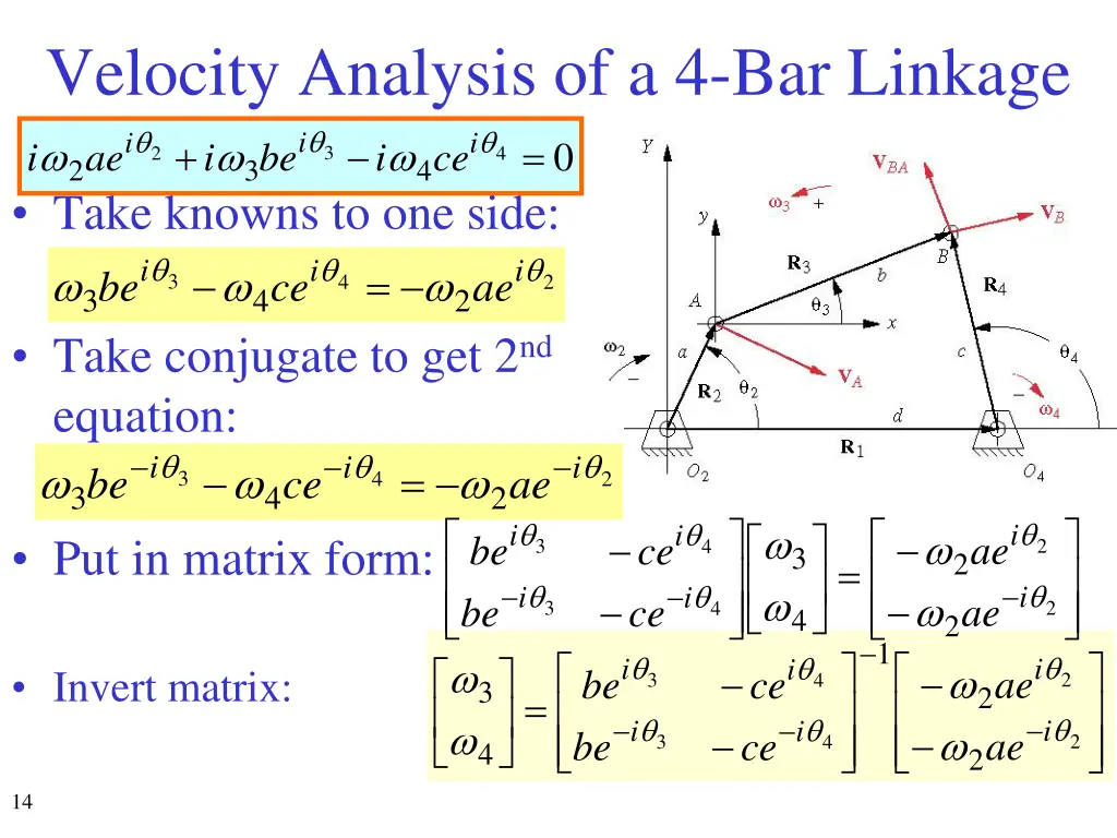 velocity analysis of a 4 bar linkage 1