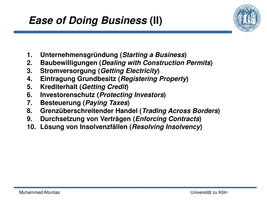 ease of doing business ii