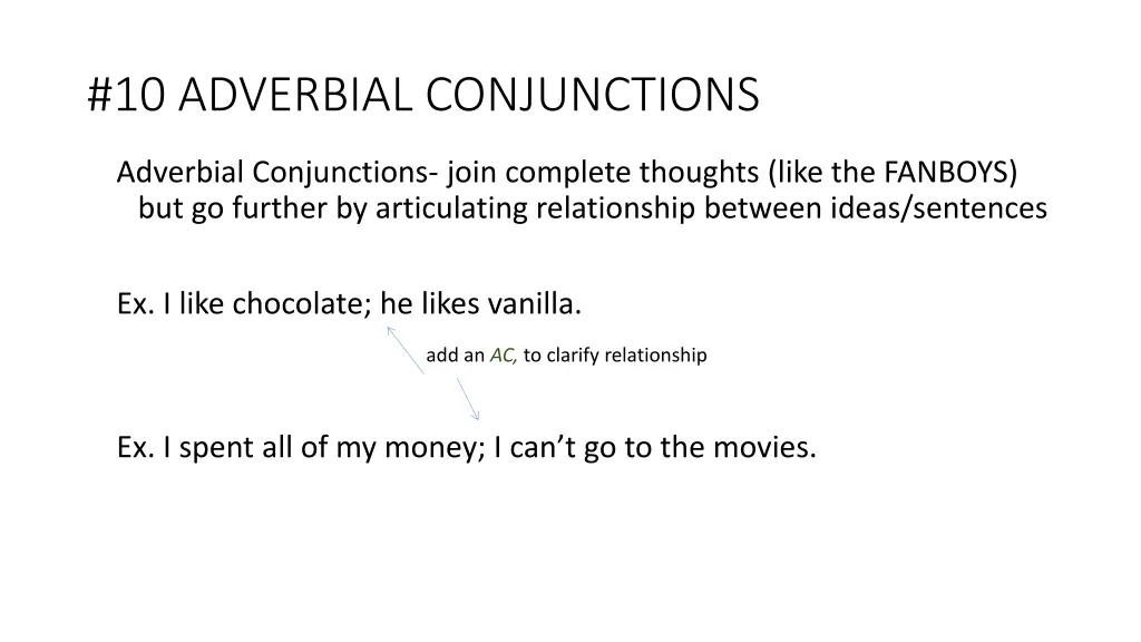 10 adverbial conjunctions