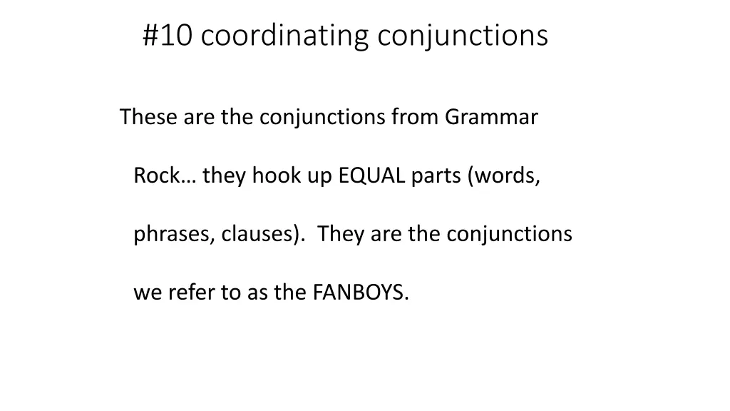 10 coordinating conjunctions