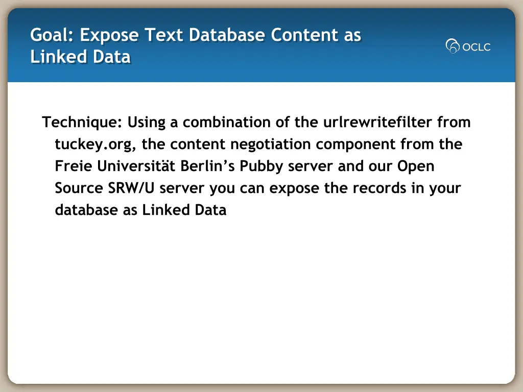 goal expose text database content as linked data