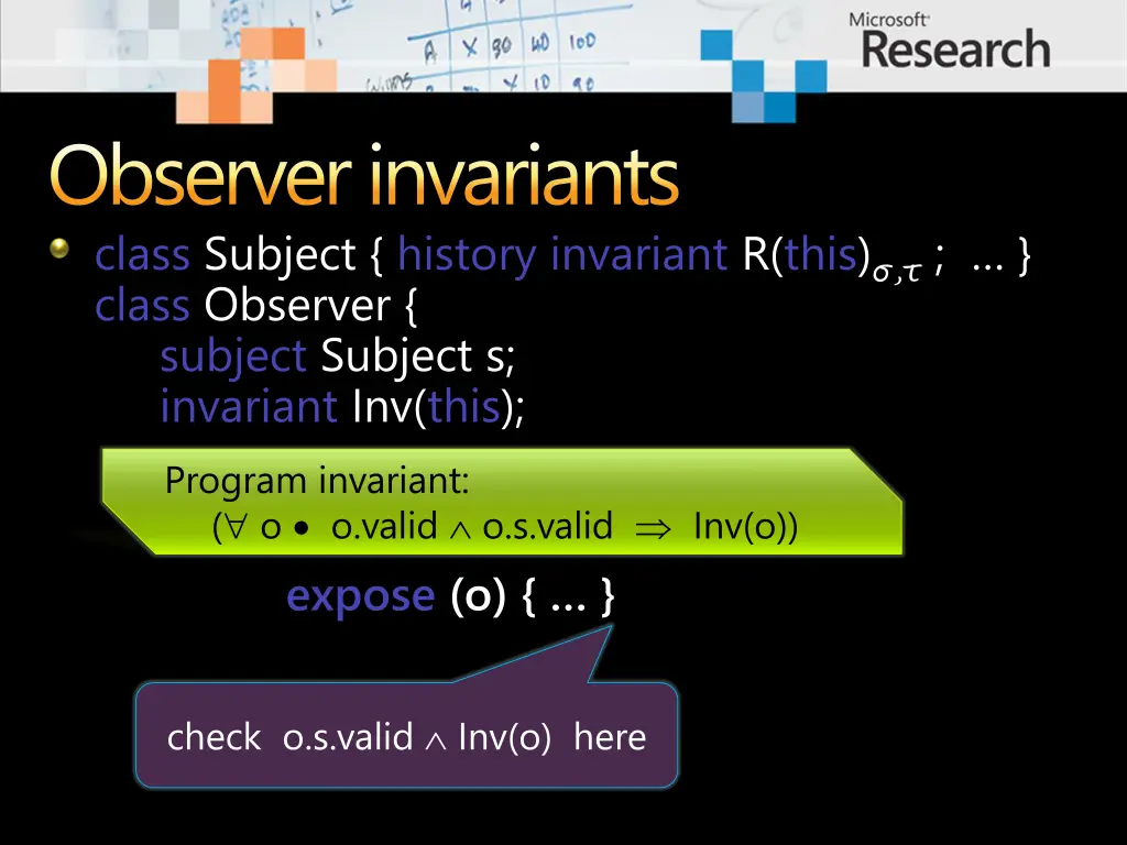 observer invariants class subject history