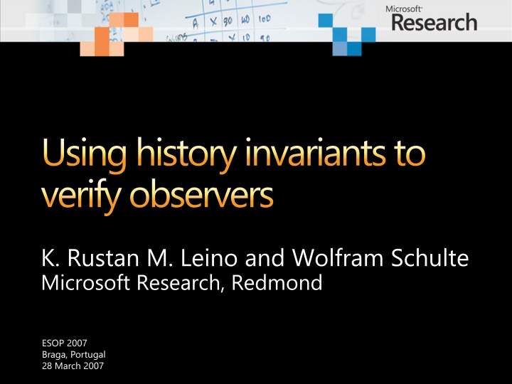 using history invariants to verify observers
