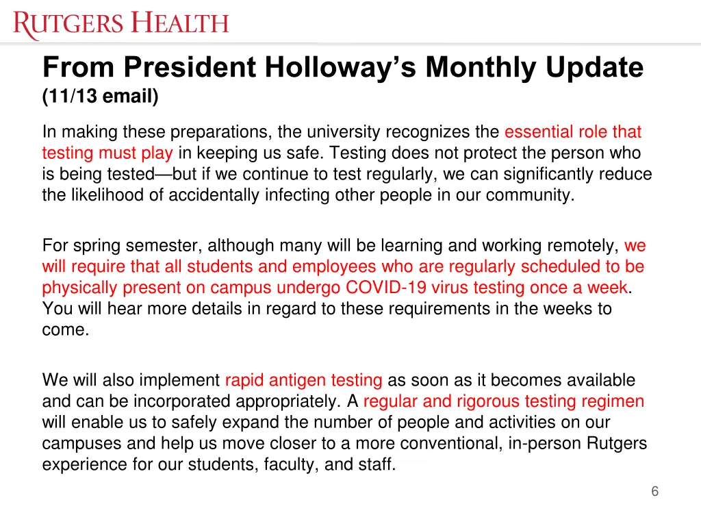 from president holloway s monthly update