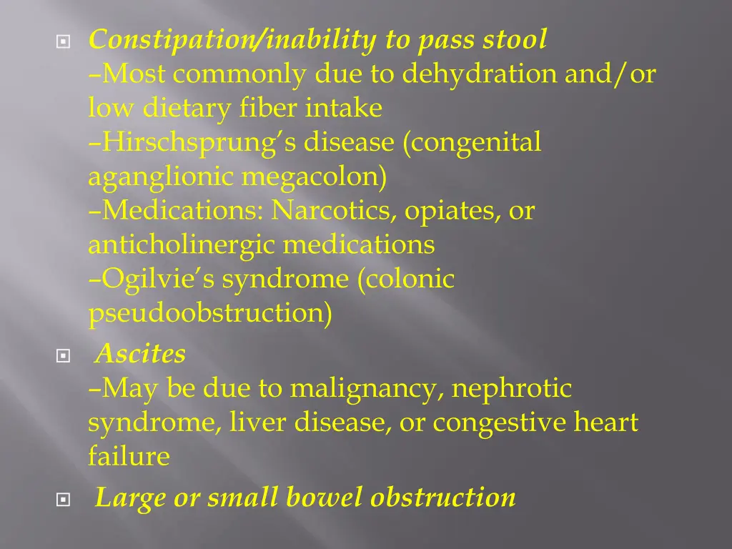 constipation inability to pass stool most