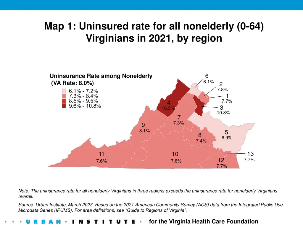 map 1 uninsured rate for all nonelderly