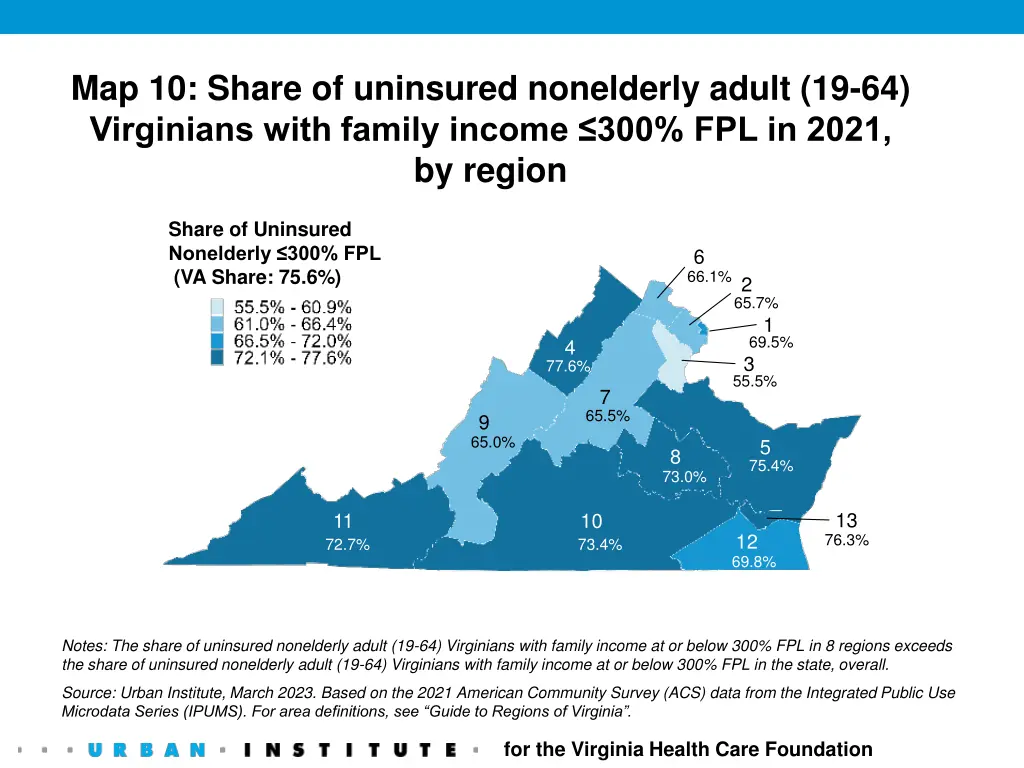 map 10 share of uninsured nonelderly adult