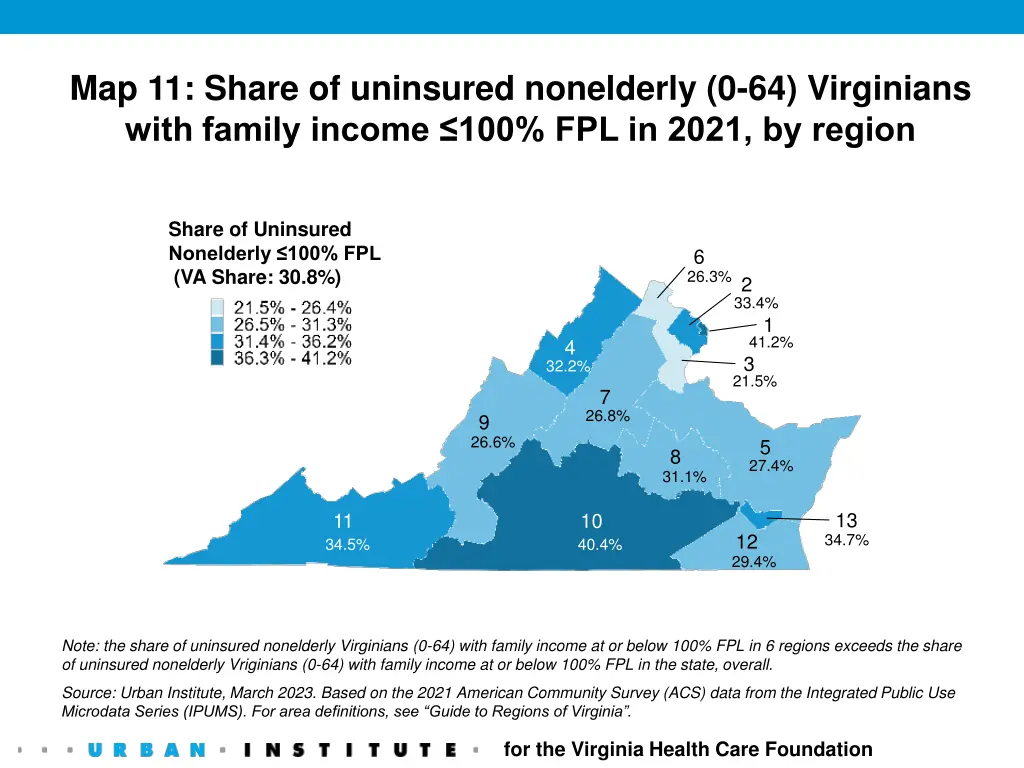 map 11 share of uninsured nonelderly