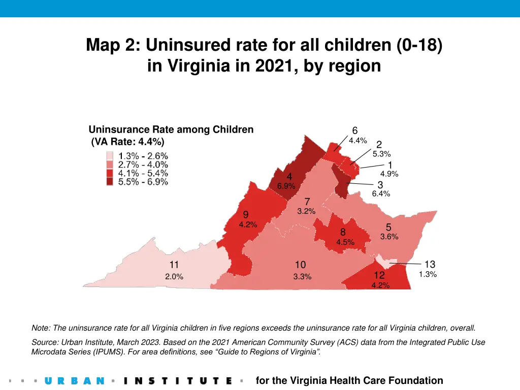 map 2 uninsured rate for all children