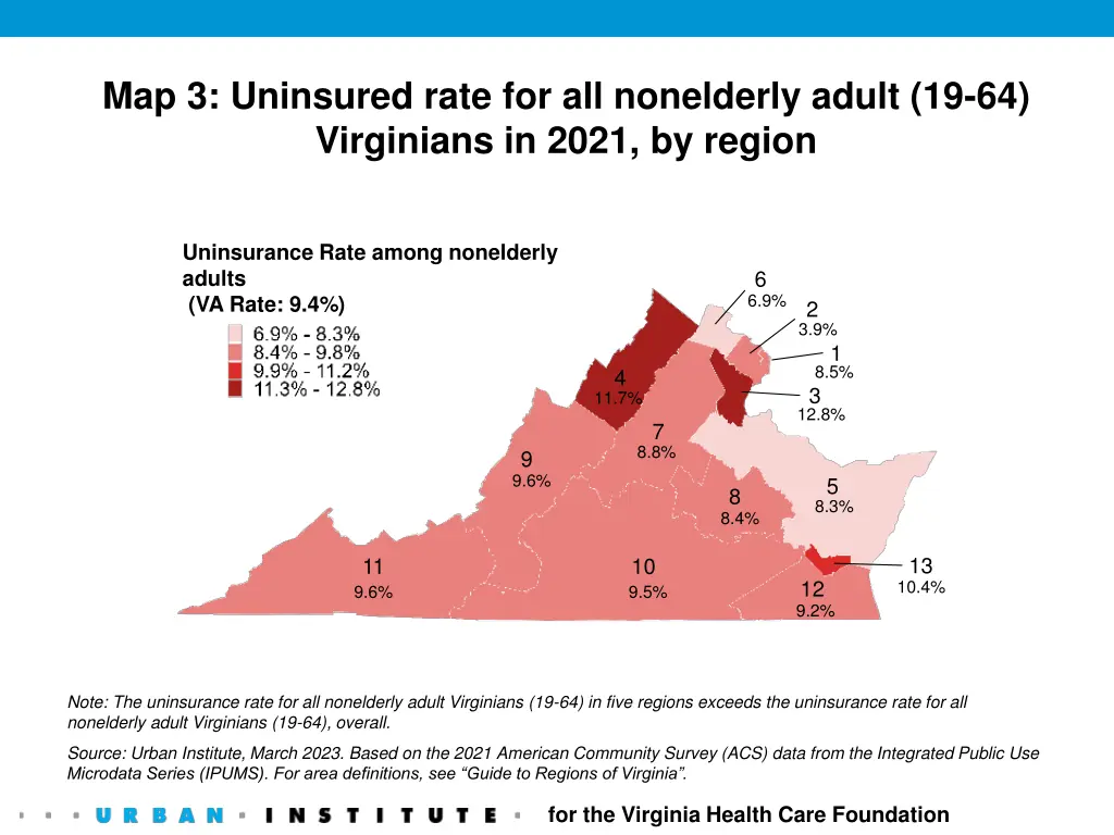 map 3 uninsured rate for all nonelderly adult