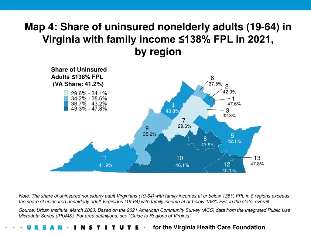 map 4 share of uninsured nonelderly adults