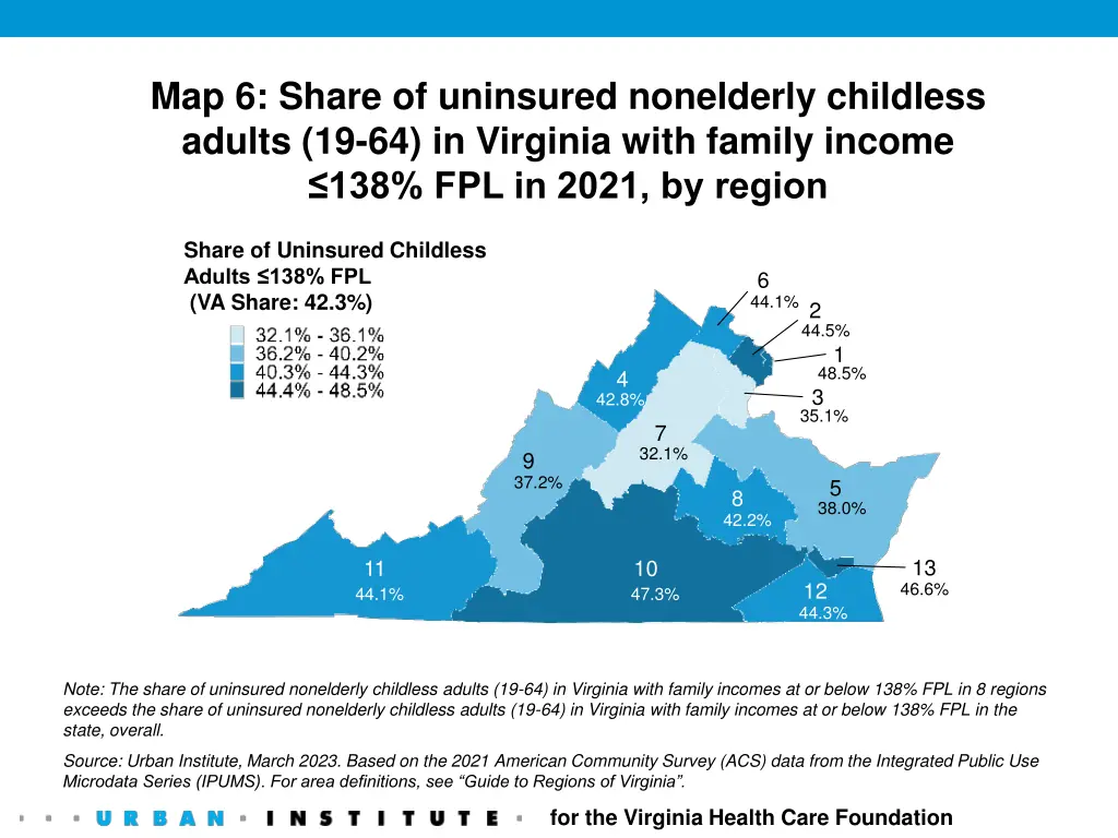 map 6 share of uninsured nonelderly childless
