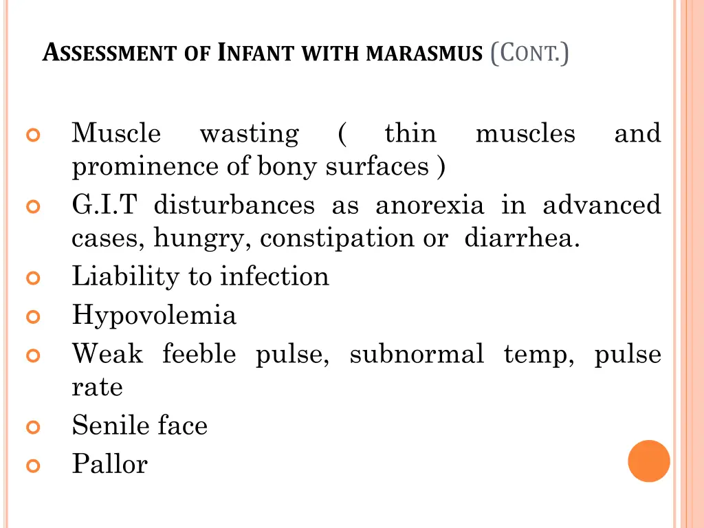 a ssessment of i nfant with marasmus c ont