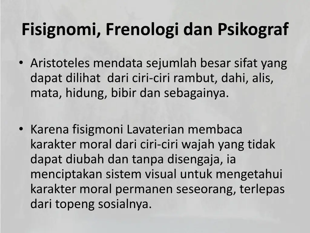fisignomi frenologi dan psikograf