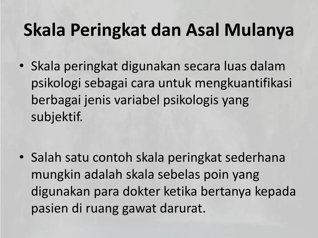 skala peringkat dan asal mulanya