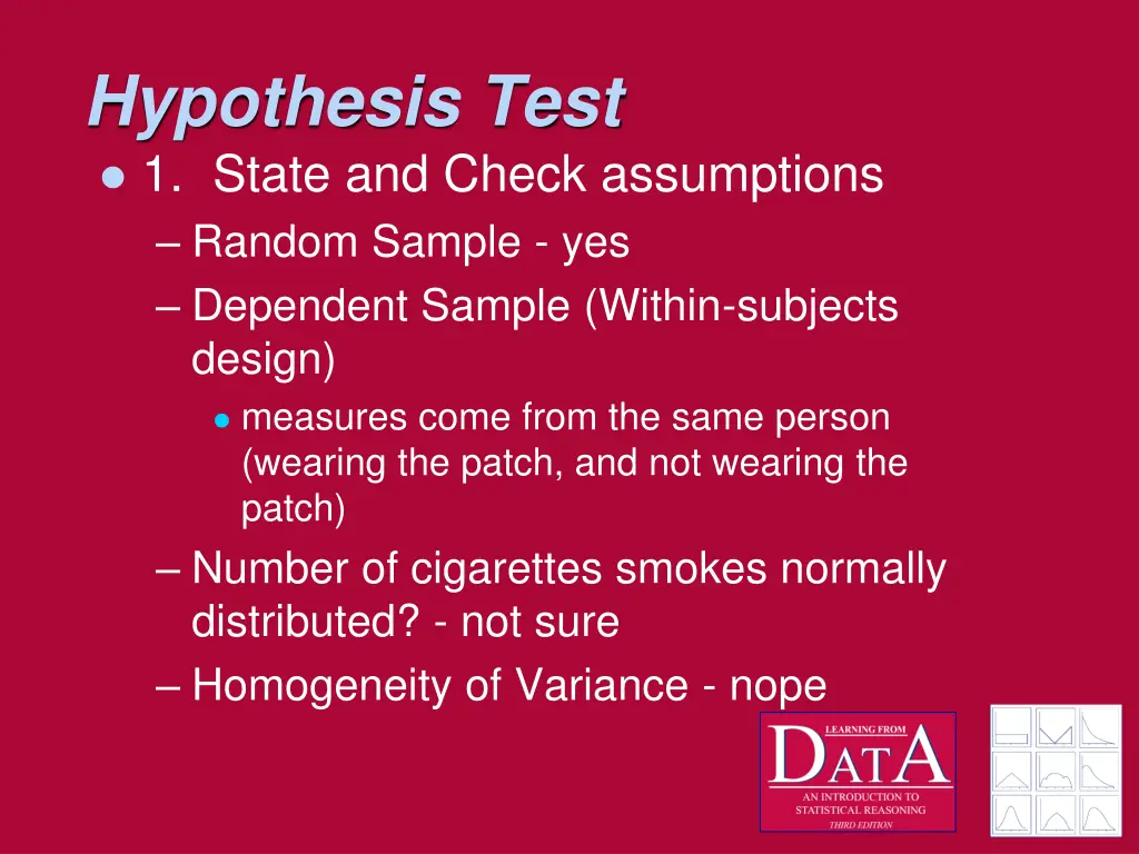 hypothesis test 1 state and check assumptions