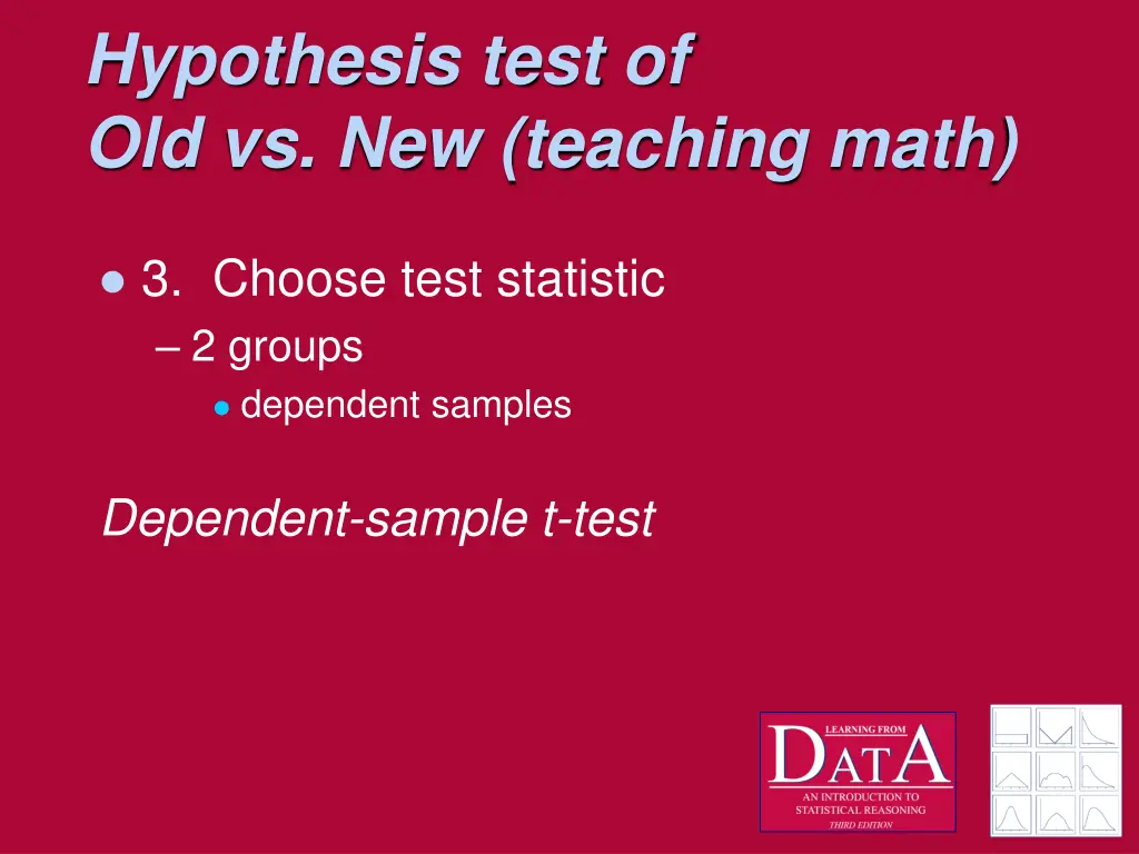 hypothesis test of old vs new teaching math 2