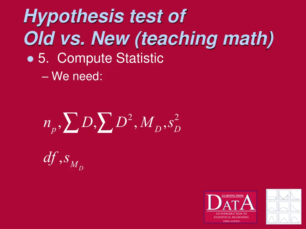 hypothesis test of old vs new teaching math 4