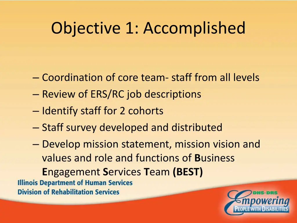 objective 1 accomplished