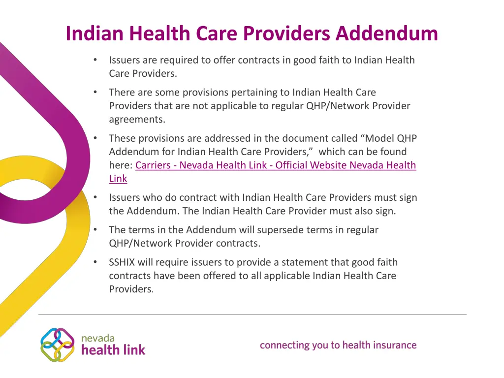 indian health care providers addendum