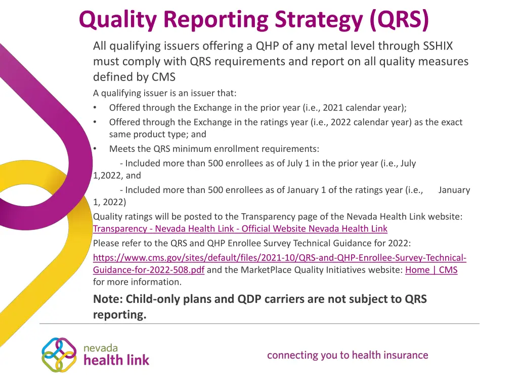 quality reporting strategy qrs all qualifying