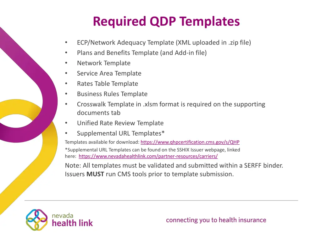 required qdp templates
