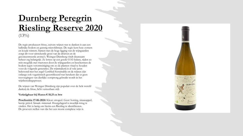 durnberg peregrin riesling reserve 2020 13