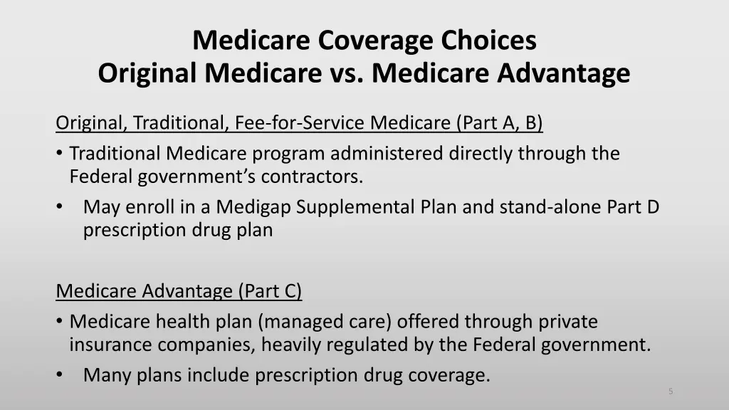 medicare coverage choices original medicare