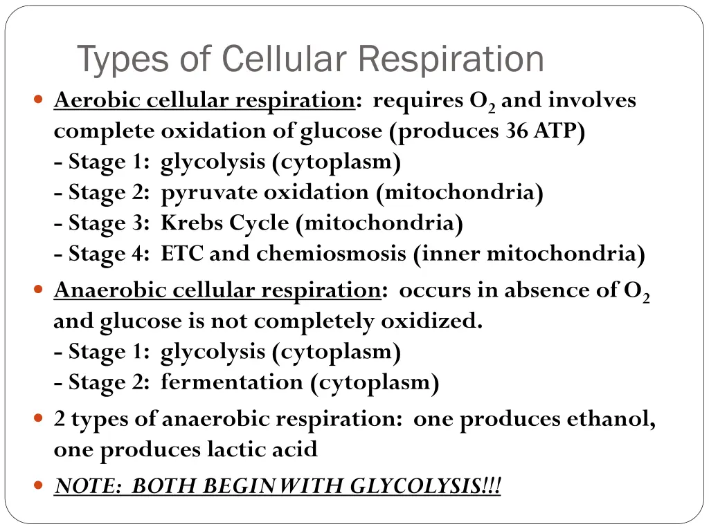 types of cellular respiration aerobic cellular