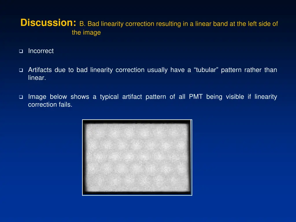 discussion b bad linearity correction resulting