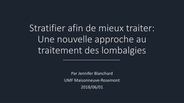 stratifier afin de mieux traiter une nouvelle