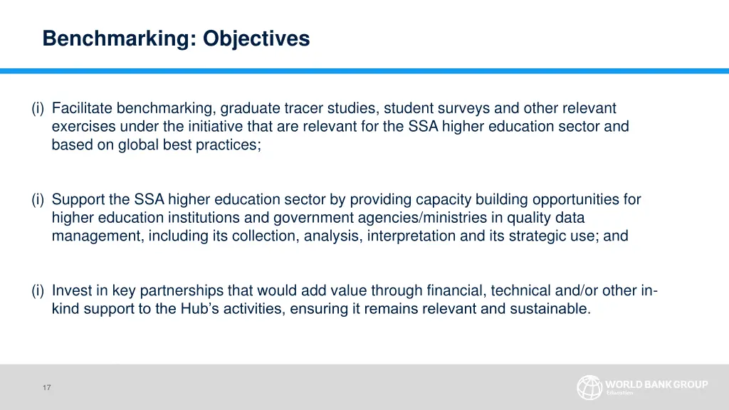 benchmarking objectives