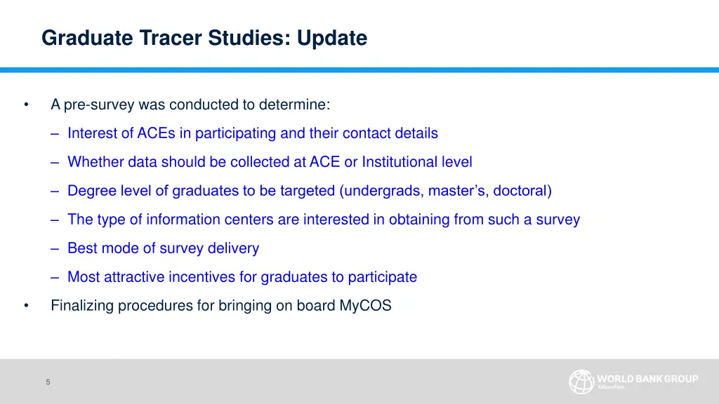 graduate tracer studies update