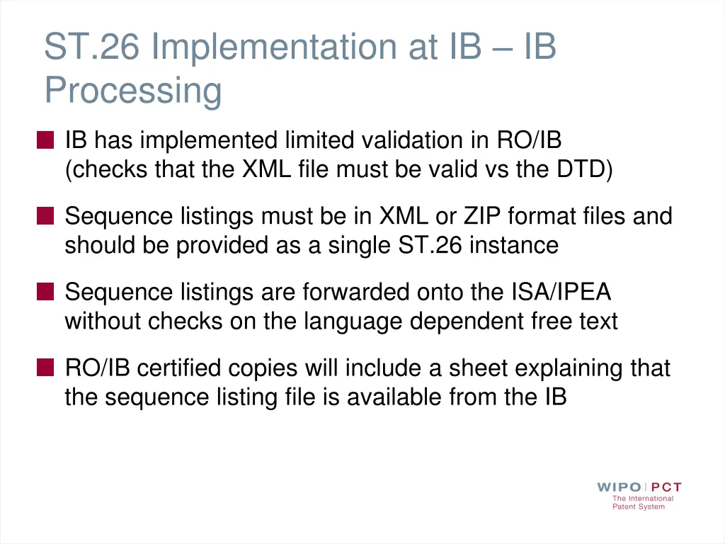 st 26 implementation at ib ib processing