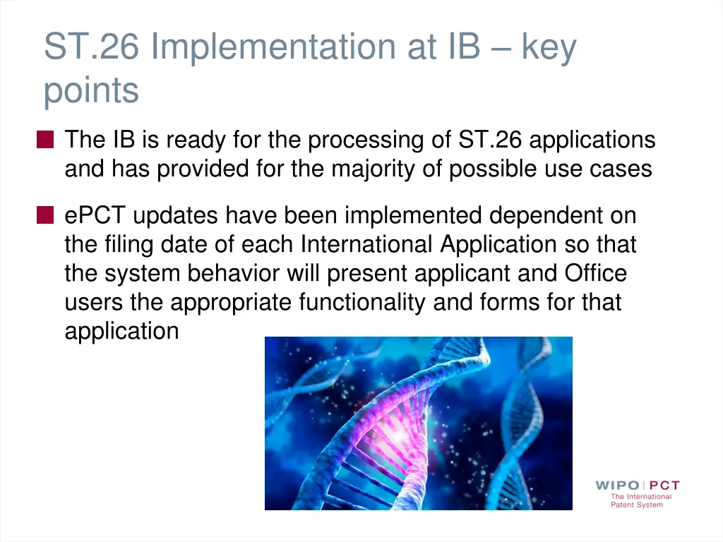 st 26 implementation at ib key points