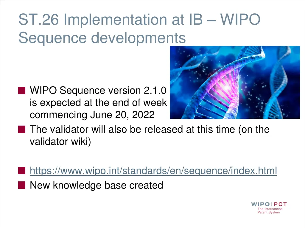 st 26 implementation at ib wipo sequence