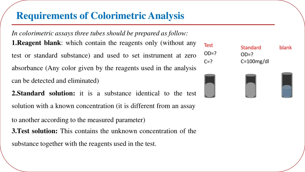 requirements of colorimetricanalysis