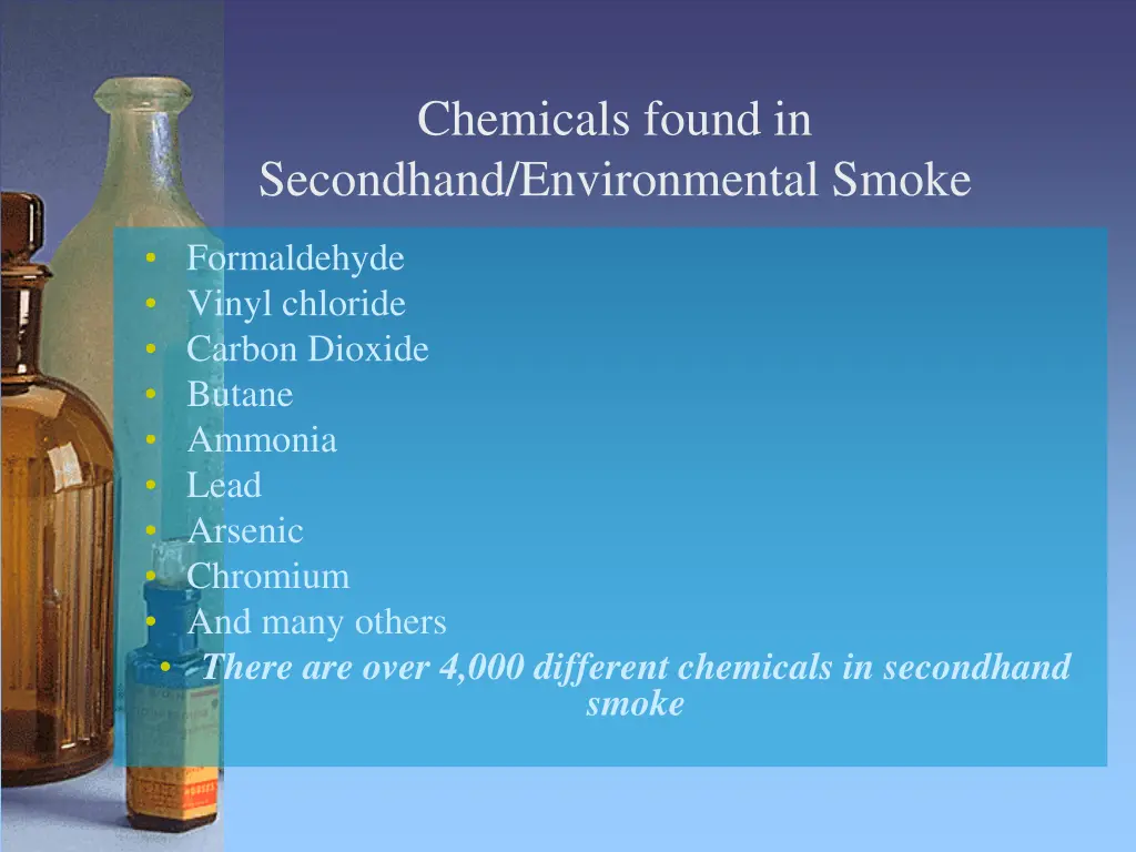 chemicals found in secondhand environmental smoke
