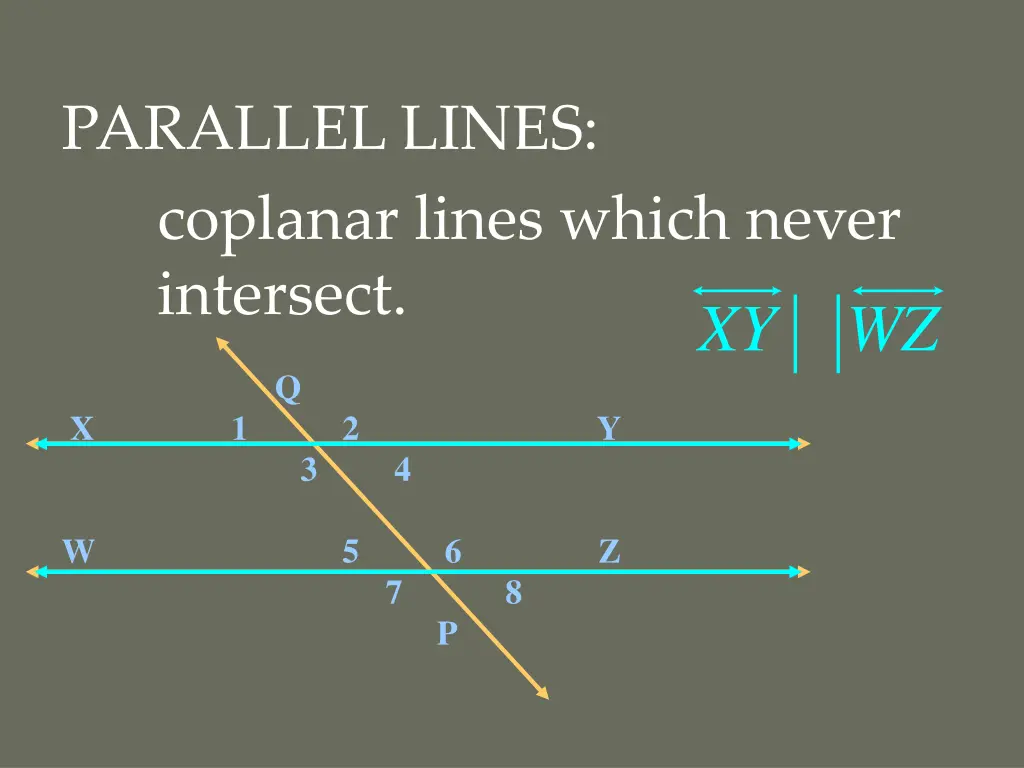 parallel lines coplanar lines which never