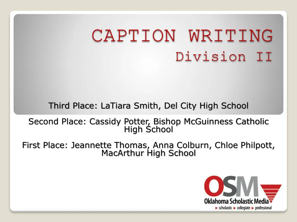 caption writing division ii