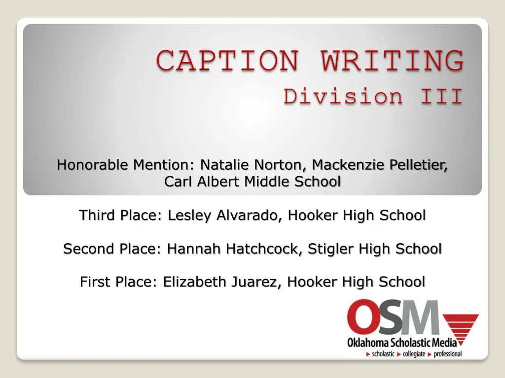 caption writing division iii