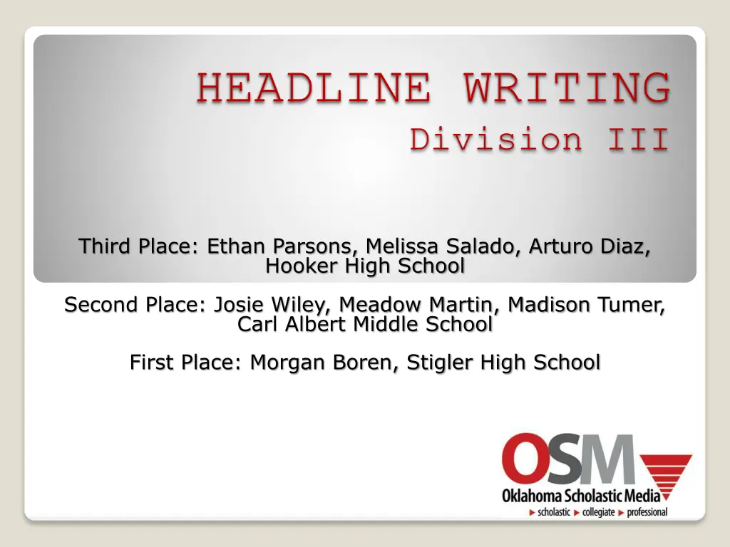 headline writing division iii