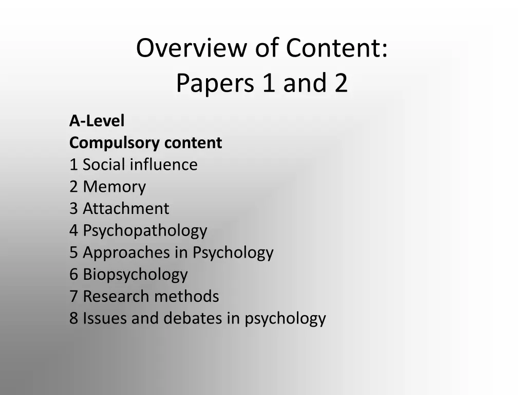 overview of content papers 1 and 2