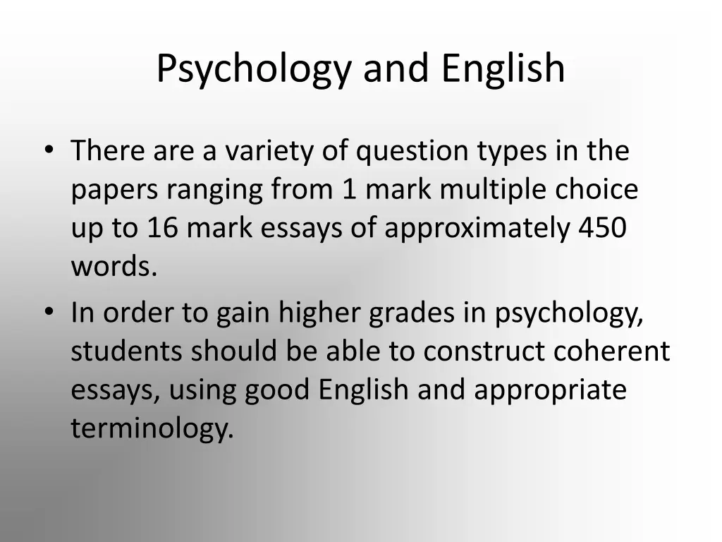 psychology and english