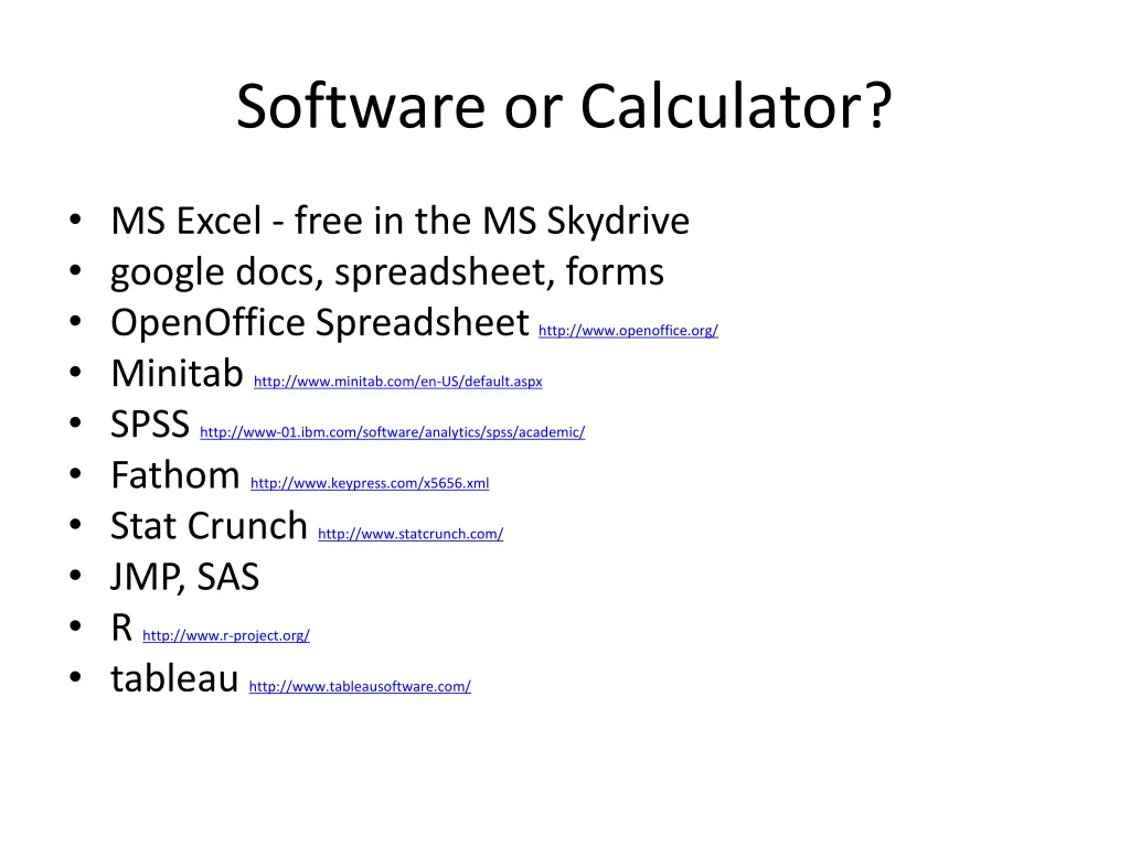 software or calculator
