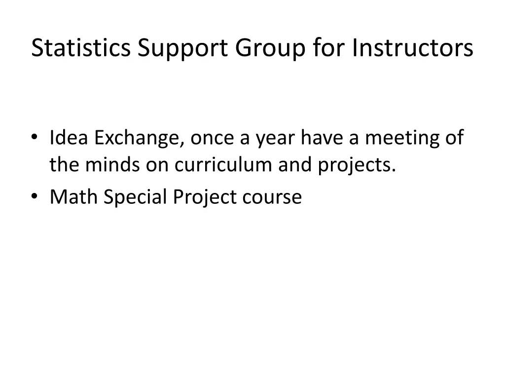 statistics support group for instructors