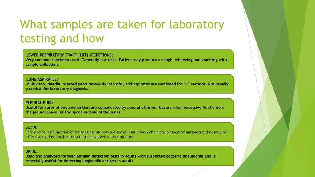 what samples are taken for laboratory testing