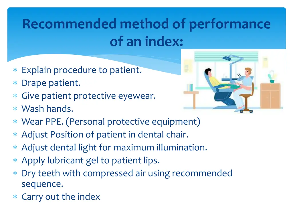 recommended method of performance of an index